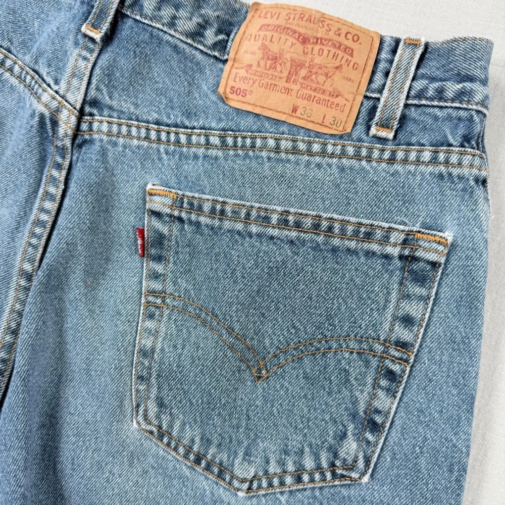 Vintage Levis 505 Jeans 36x30 (35x30) Y2k Distressed Black Batwing 1998 90s Punk
